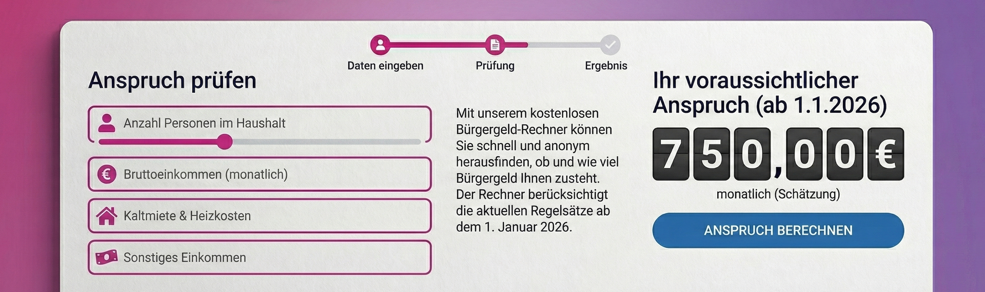 Bürgergeld Rechner 2026
